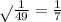 \sqrt{}\frac{1}{49}= \frac{1}{7}