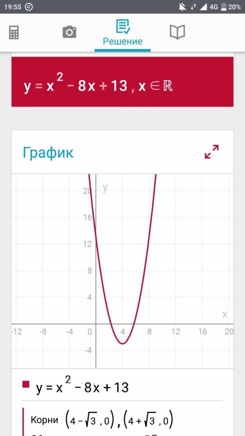 Постройте график функции у=х^2-8х+13