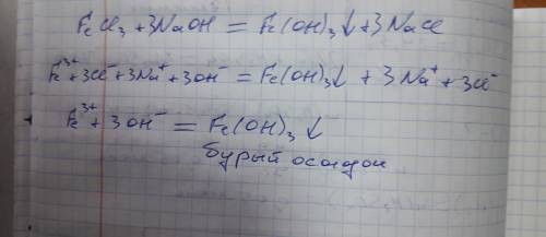 Feci3+naoh. признаки реакции. молекулярной и ионные уравнения реакций