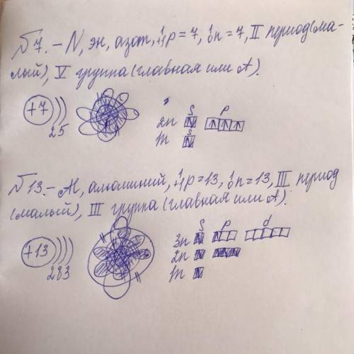 Дайте характеристику элементам № 7 и 13 по плану: положение в периодической таблице; строение атома;