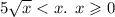 5 \sqrt{x} < x. \: \: x \geqslant 0