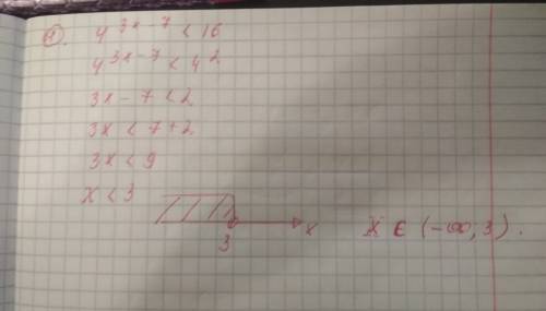 4^3x-7 < 16 укажите множество решений неравенства