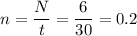 \displaystyle n=\frac{N}{t}=\frac{6}{30}=0.2