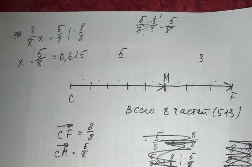 Точка m делит отрезок cf так что cm: mf =5: 3 на какое число надо умножить вектор cf чтобы получить
