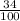 \frac{34}{100}