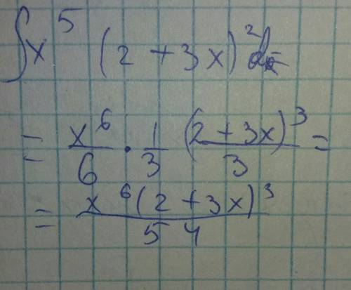 Найти неопределенный интеграл х^5*(2+3х)^2