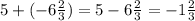 5+(-6\frac{2}{3})=5-6 \frac{2}{3}=-1 \frac{2}{3}