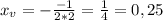 x_{v}=- \frac{-1}{2*2} =\frac{1}{4}=0,25