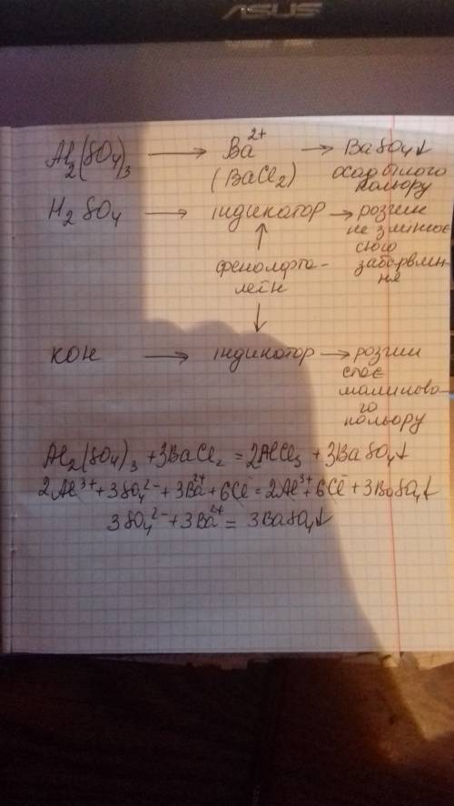 Розпізнайте кожну з трьох речовин розчини яких містяться у пробірках без підписів алюміній сульфат,