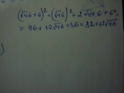 Обьясните мне как найти значения выражения (√46+6)^2?