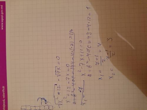 Укажите промежуток, которому принадлежит один нуль функции f(x)=√x^2+12-√7x [3: 4], (5: 6), [4: 10),