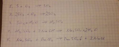 S-so2-so3-h2so4-na2so4-nacl осуществить цепочку превращения