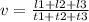 v = \frac{l1 + l2 + l3}{t1 + t2 + t3 }