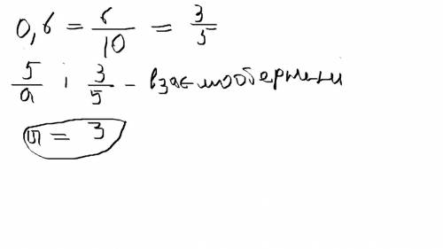 Числа 5/а і 0,6 - взаємно обернені. знайди а