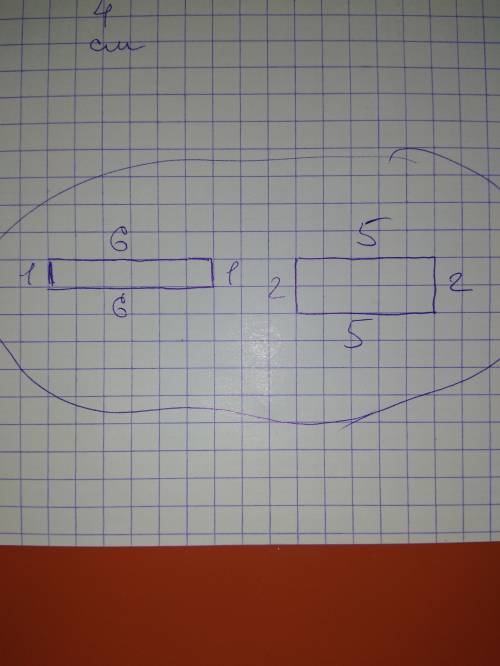 Начертить два разных прямоугольника с периметром 14 см