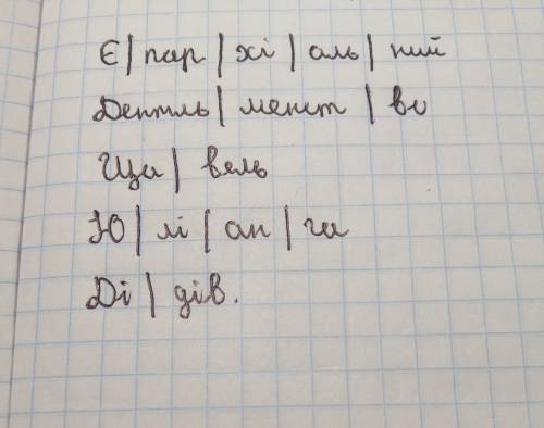 Поділити слова на склади єпархіальний, джентльменство, щавель, юліанга, дідів.