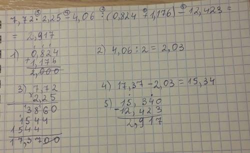 7,72×2,25-4,06: (0,824+1,176)-12,423 ! все ! ❤