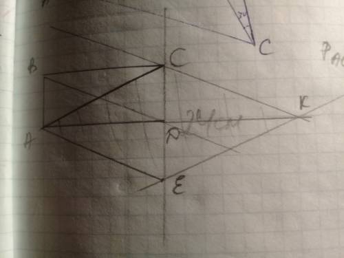 Через вершину с прямоугольника abcd проведена прямая, параллельная диагонали bd и пересекающая пряму