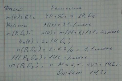 Найдите массу фосфор 5 оксида соединение с оксигкеом если в нем содержится 6.2 грамма фосфора