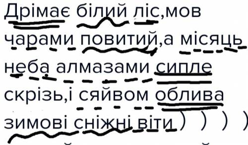 Дрімає білий ліс,мов чарами повитий,а місяць із неба алмазами сипле скрізь,і сяйвом облива зимові сн