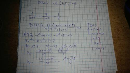 Укажите числа, которые являются корнями уравнения: 1/(x+1)=7/(x-5)-1/x