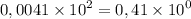 0, 0041 \times {10}^{2} = 0, 41 \times {10}^{0}