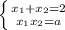 \left \{ {{x_{1}+x_{2}=2} \atop {x_{1}x_{2}=a}} \right.