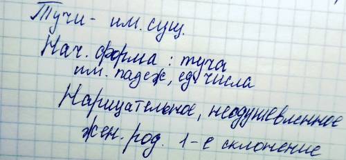 Слова: озёра,тучи разбери как часть речи. заранее !