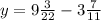 y = 9 \frac{3}{22} - 3 \frac{7}{11}