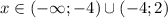 x \in (- \infty; -4) \cup (-4;2)