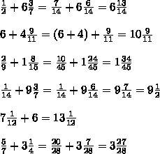 1/2+6 3/7 ; 6+4 9/11 найди значение выражение (536, 537).