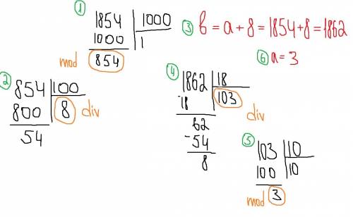 A=1854 b=a+((a mod 1000) div 100) a=(b div 18)mod 10