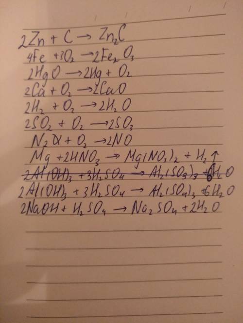 Расставить коэфиценты, , . zn + c = znc fe + o₂ = fe₂o₃ hgo = hg + o₂ ca + o₂ = cao h₂ + o₂ = h₂o so