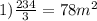 1)\frac{234}{3} = 78 m^{2}