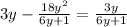 3y-\frac{18y^{2}}{6y+1}=\frac{3y}{6y+1}