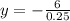 y = - \frac{6}{0.25}