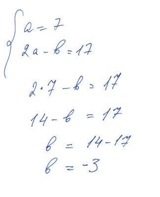 Метод подстановки линейного {a=7 2a-b=17