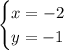 \begin{cases}x= -2\\ y=-1 \end{cases}