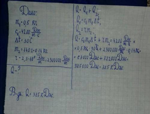 Сколько энергии потребуется для нагревания до кипения m1 = 0,5 кг воды взятой при температуре 30° по