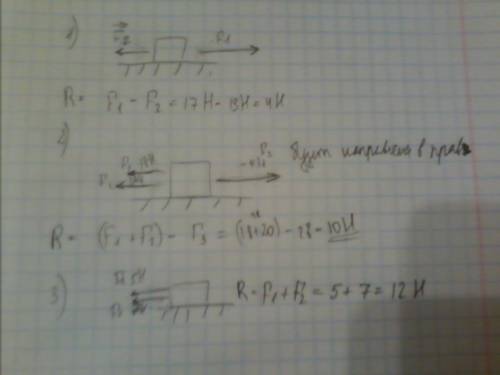 Надо решить три на равнодействующую силу: 1. на тело вдоль одной прямой в противоположном направлени