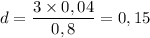 d = \dfrac{3\times 0,04}{0,8} = 0,15