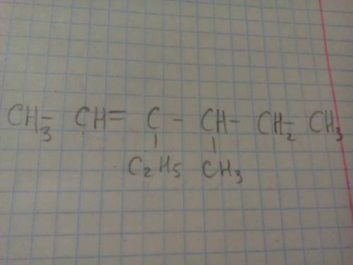 Написать структурну формулу: 3-етил-4-метил-2-гексен