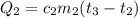 Q_2 = c_2m_2(t_3 - t_2)