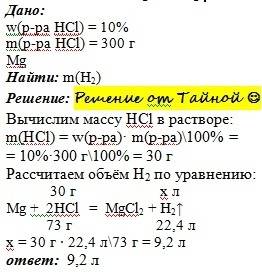 Вычислите обьем водорода, который образуется при взаимодействии магния с хлоридной кислотой с массой