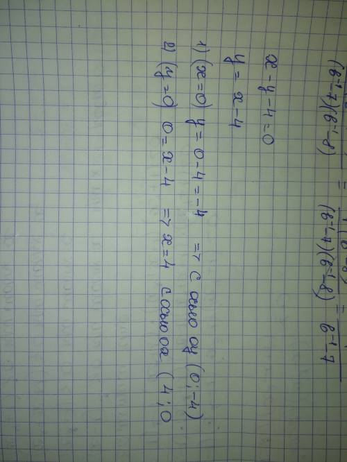 Найдите координаты точек пересечение прямой x-y-4=0 с осями координат.