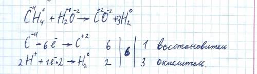 Метод электронного : ch4+h2o-> co+h2