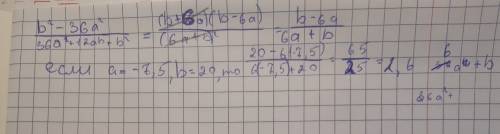 Выражение b^2-36a^2/36a^2+12ab+b^2 и найдите его значение при a=-7,5, b=20