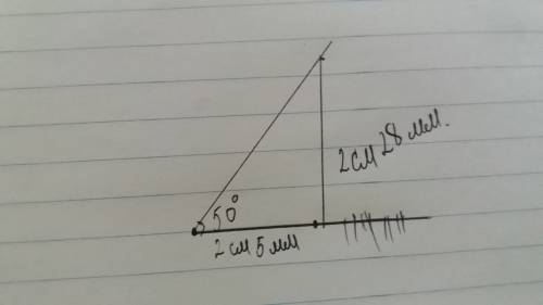 Начертите треугольник со сторонами 2см 5 мм и 2см 28мм и углом между ними 50 градусов