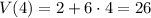 V(4) = 2 + 6\cdot4 = 26