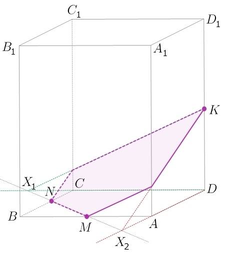 Изобразите паралелепипед abcd a1 b1 c1 d1 и постройте его сечение плоскостью проходящей через точки